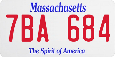 MA license plate 7BA684