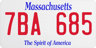 MA license plate 7BA685