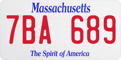 MA license plate 7BA689