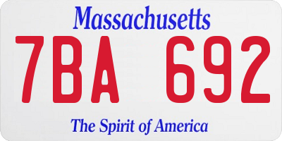 MA license plate 7BA692