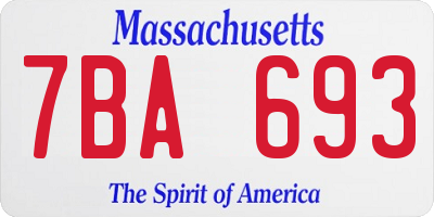 MA license plate 7BA693