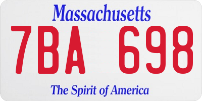 MA license plate 7BA698