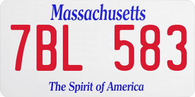 MA license plate 7BL583
