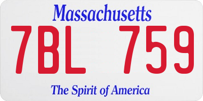 MA license plate 7BL759