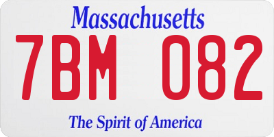 MA license plate 7BM082