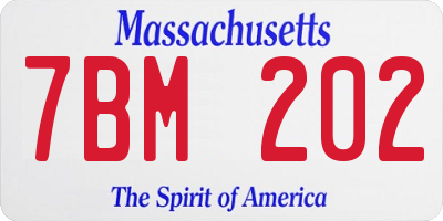 MA license plate 7BM202