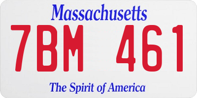 MA license plate 7BM461