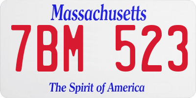 MA license plate 7BM523