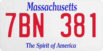 MA license plate 7BN381