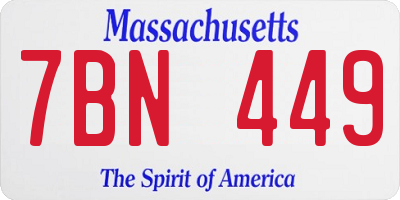 MA license plate 7BN449