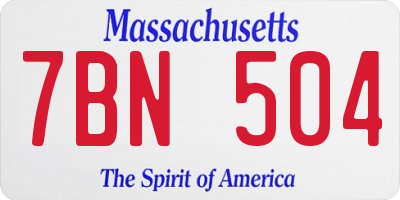 MA license plate 7BN504