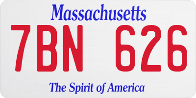 MA license plate 7BN626