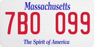 MA license plate 7BO099