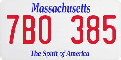 MA license plate 7BO385