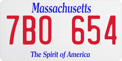 MA license plate 7BO654