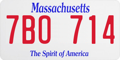 MA license plate 7BO714