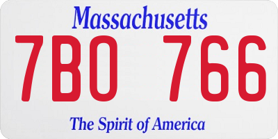 MA license plate 7BO766