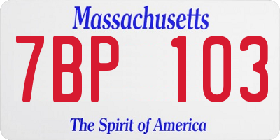 MA license plate 7BP103