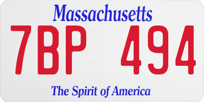 MA license plate 7BP494