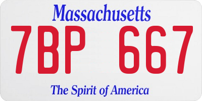 MA license plate 7BP667