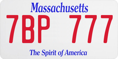 MA license plate 7BP777