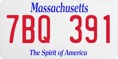 MA license plate 7BQ391