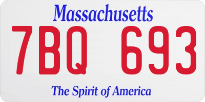 MA license plate 7BQ693