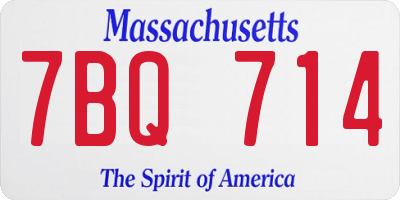 MA license plate 7BQ714