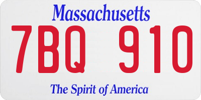 MA license plate 7BQ910