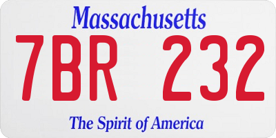 MA license plate 7BR232