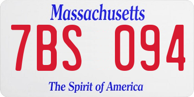 MA license plate 7BS094