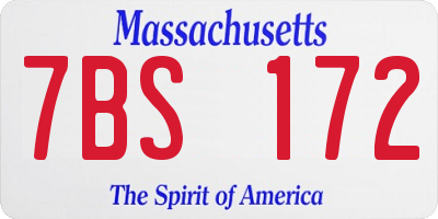 MA license plate 7BS172