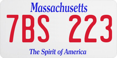 MA license plate 7BS223