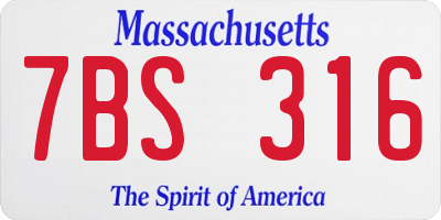 MA license plate 7BS316
