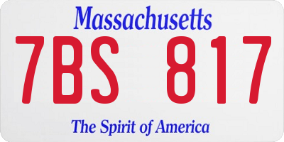 MA license plate 7BS817