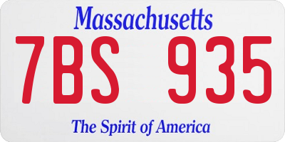 MA license plate 7BS935