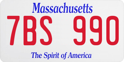 MA license plate 7BS990