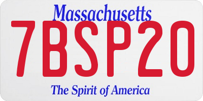 MA license plate 7BSP20