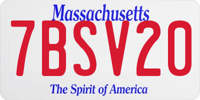 MA license plate 7BSV20