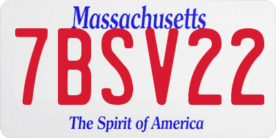 MA license plate 7BSV22