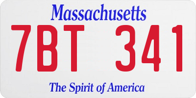 MA license plate 7BT341