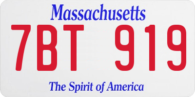 MA license plate 7BT919