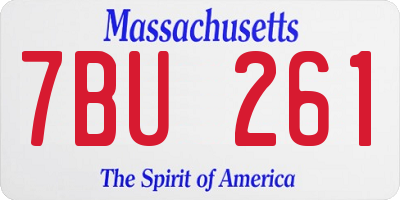 MA license plate 7BU261