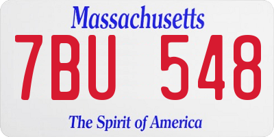 MA license plate 7BU548