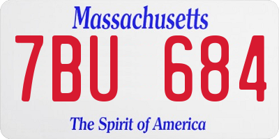 MA license plate 7BU684