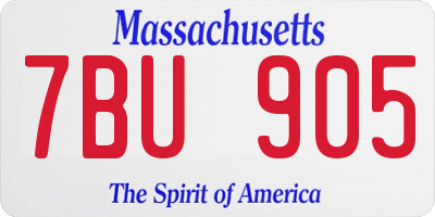 MA license plate 7BU905