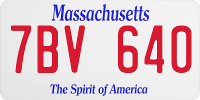 MA license plate 7BV640