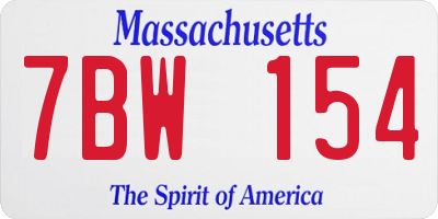 MA license plate 7BW154