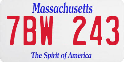 MA license plate 7BW243