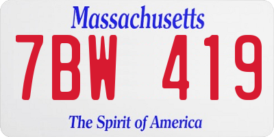 MA license plate 7BW419
